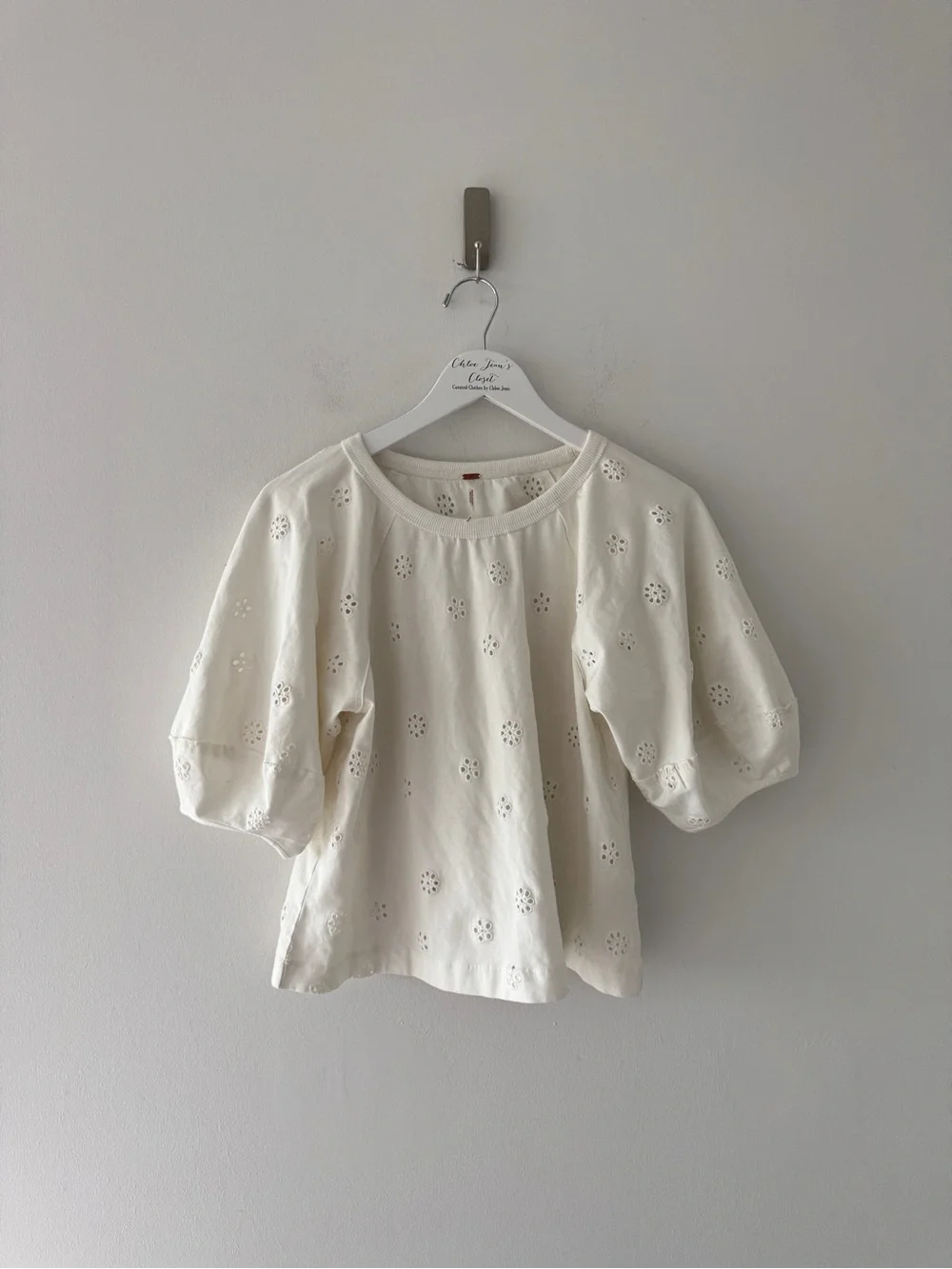 FREE PEOPLE Jessie Eyelet Tee M